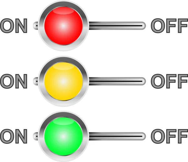 Three colored switches — Stock Vector