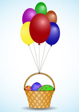 Paskalya sepeti ile beş renkli baloons