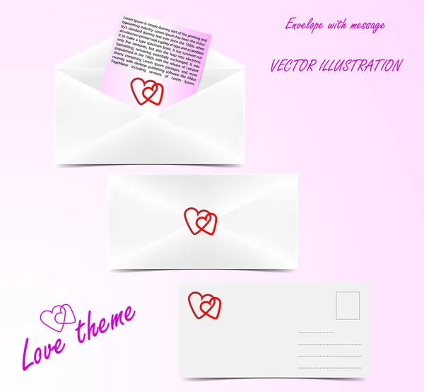 Envelop - liefdesthema — Stockvector