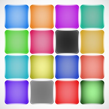 Set of colored squared buttons clipart