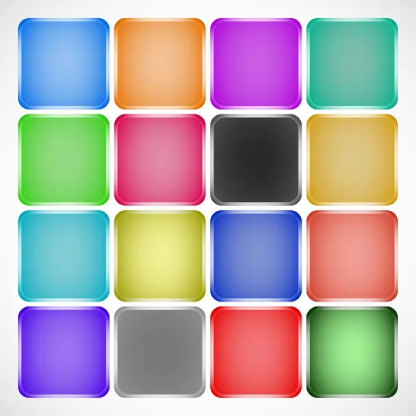 Set de butoane pătrate colorate — Vector de stoc