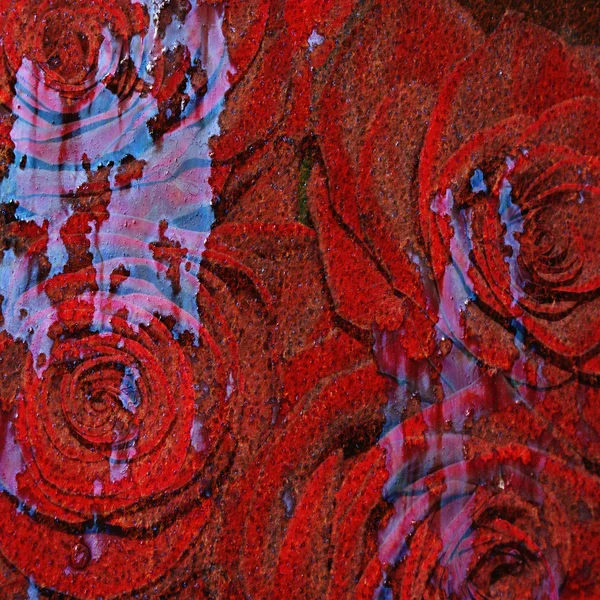Astratto grunge strutturato sfondo con rose — Foto Stock