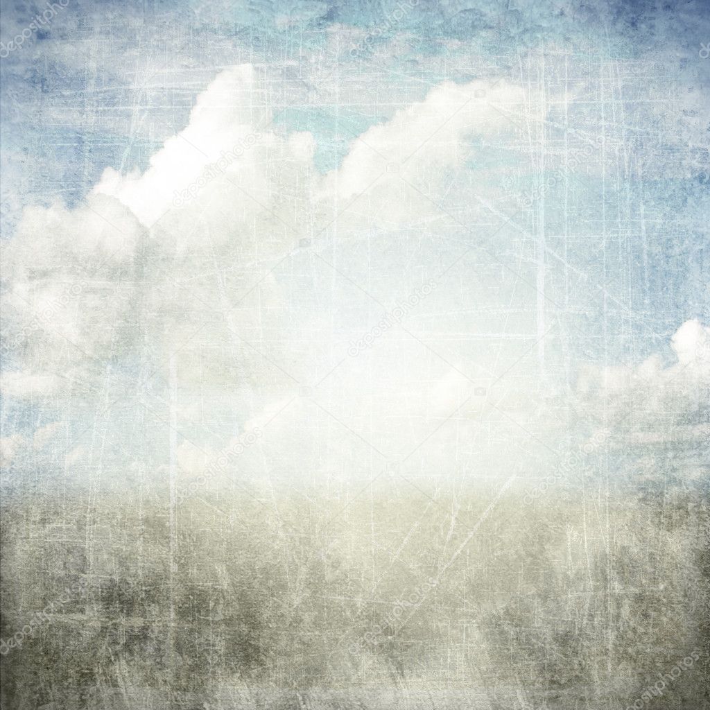 Abstract grunge textured background with clouds