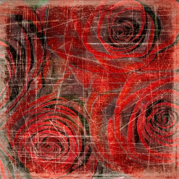 Abstract grunge textured background with roses — Stock Photo, Image