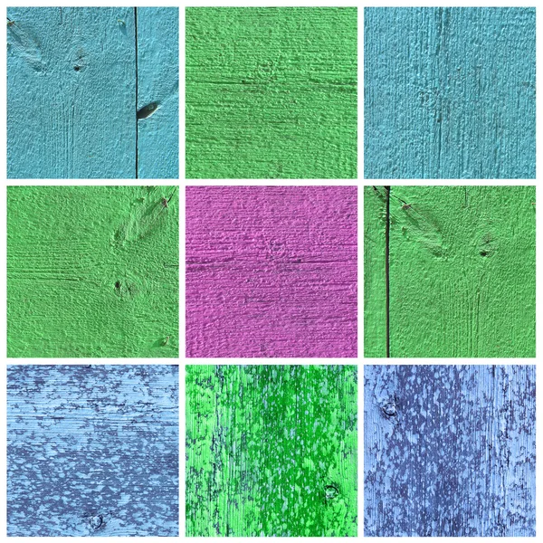 En samling av ljusa färgade trä texturer — Stockfoto