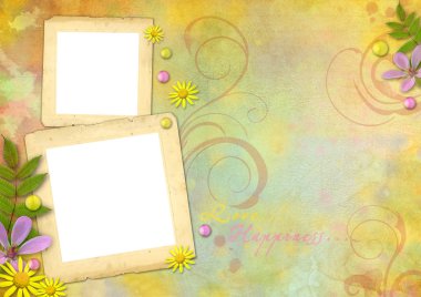 Photo frames on the abstract pastel-colored paper background clipart