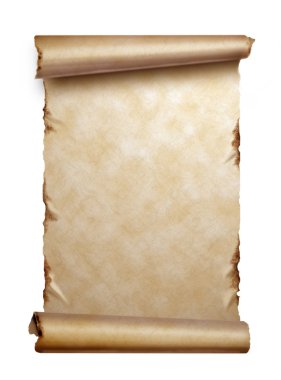 Scroll of old paper with curled edges isolated clipart