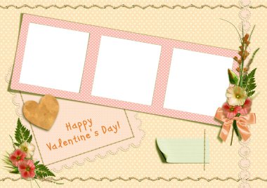 Retro photo album - Happy Valentine's Day clipart