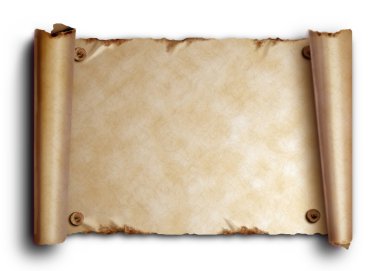 Scroll of old paper with rounded edges and nails clipart