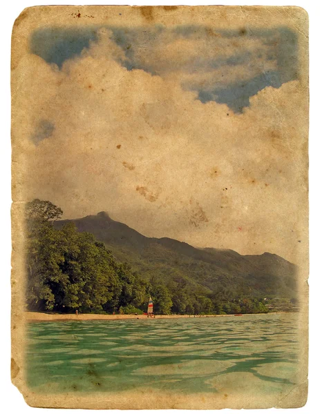 Pobřeží oceánu, pláž. Stará pohlednice. — Stock fotografie