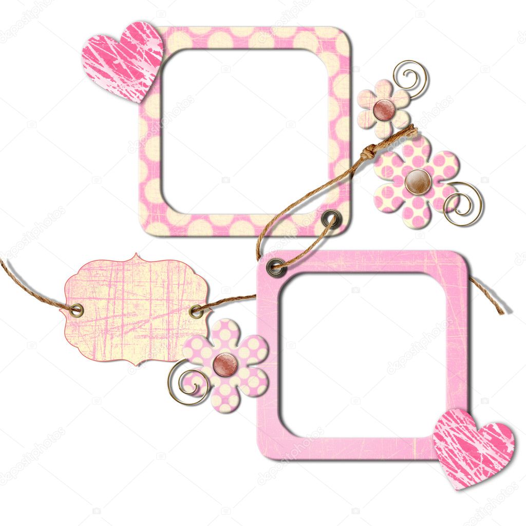 The frames with flowers and hearts