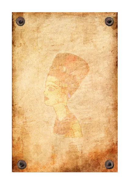 Velho grunge antigo papel textura rainha Nefertiti — Fotografia de Stock