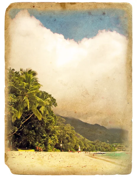 Kust van de Oceaan, strand. oude ansichtkaart. — Stockfoto
