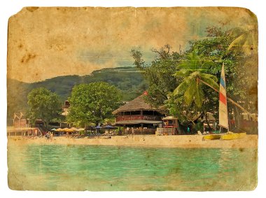 Tropical Landscapes. Old postcard. clipart