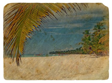 Tropical Landscape. Old postcard. clipart