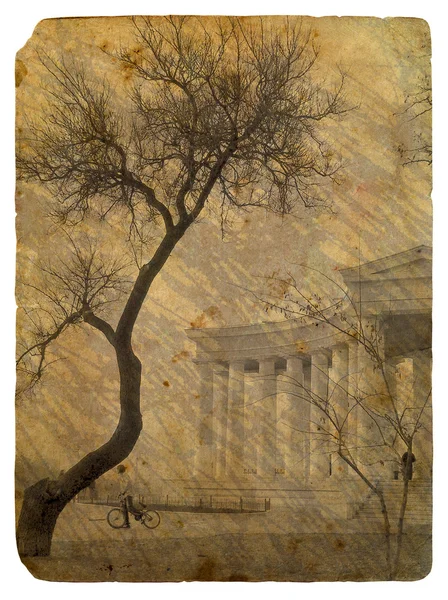 Griekse colonnade. oude ansichtkaart. — Stockfoto