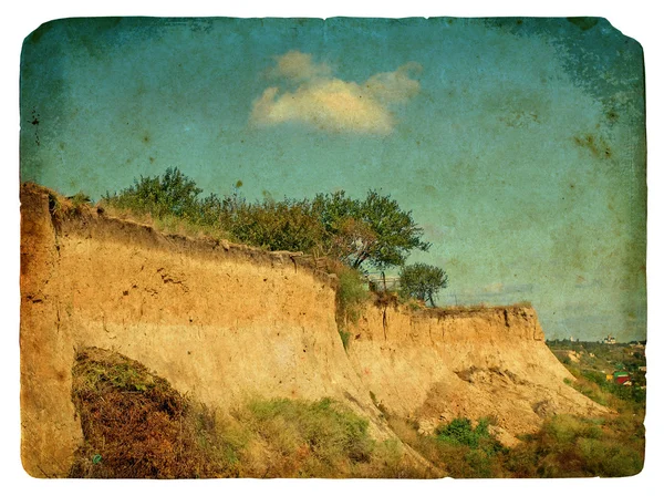 Erdrutsch des Bodens, Naturgefahren. alte Postkarte. — Stockfoto
