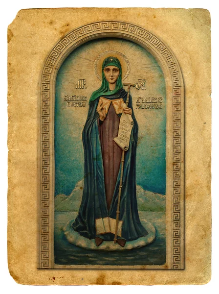 Ícone do Santo. Cartão postal antigo . — Fotografia de Stock