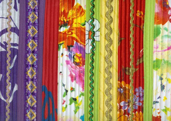 Detail of patchwork fabric handmade — Stock Photo, Image