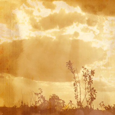 Background with plant and cloud. clipart