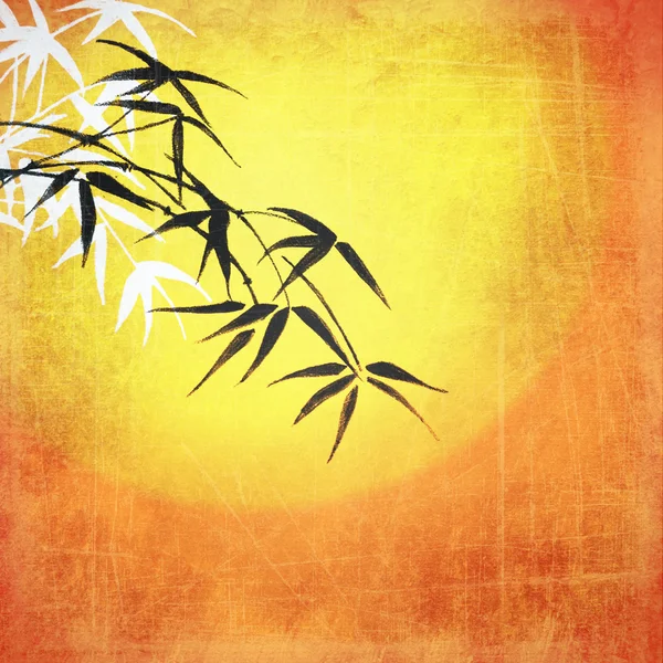 Винтажный фон с листьями бамбука — стоковое фото