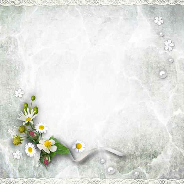 Ročník pozadí textury s květinami — Stock fotografie