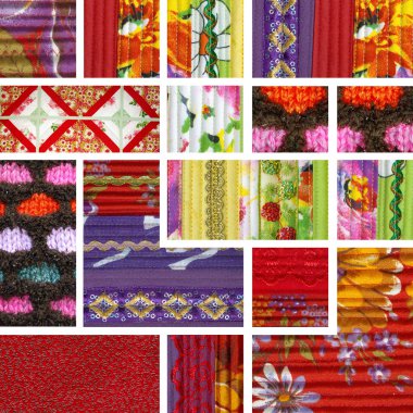 Collage of pieces of fabric clipart