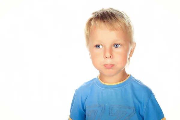 Portret van een jongen, gezichtsuitdrukking serie. — Stockfoto