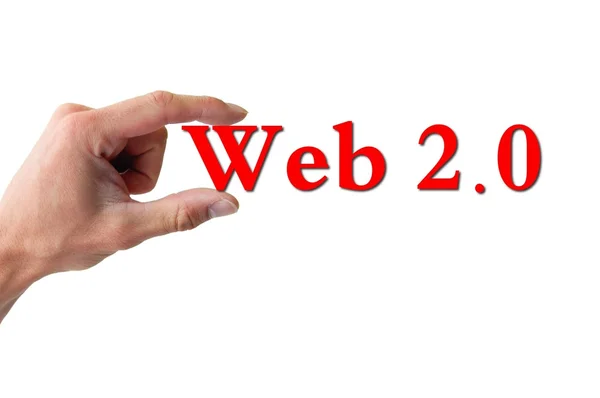 Mão segurando a palavra web 2.0 — Fotografia de Stock