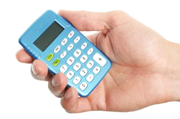 Ruka držící kalkulačku — Stock fotografie