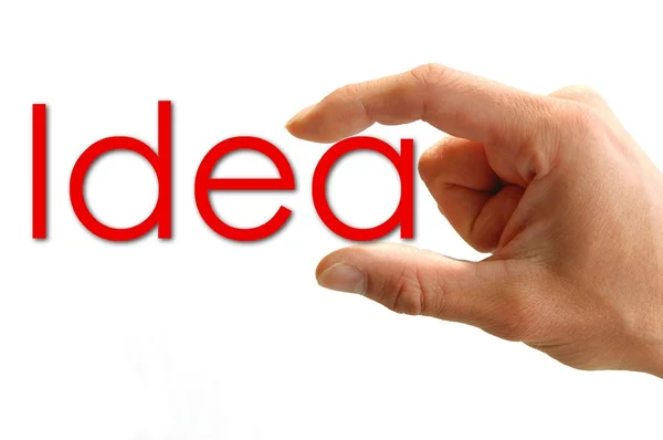 Hand met het woord idee — Stockfoto