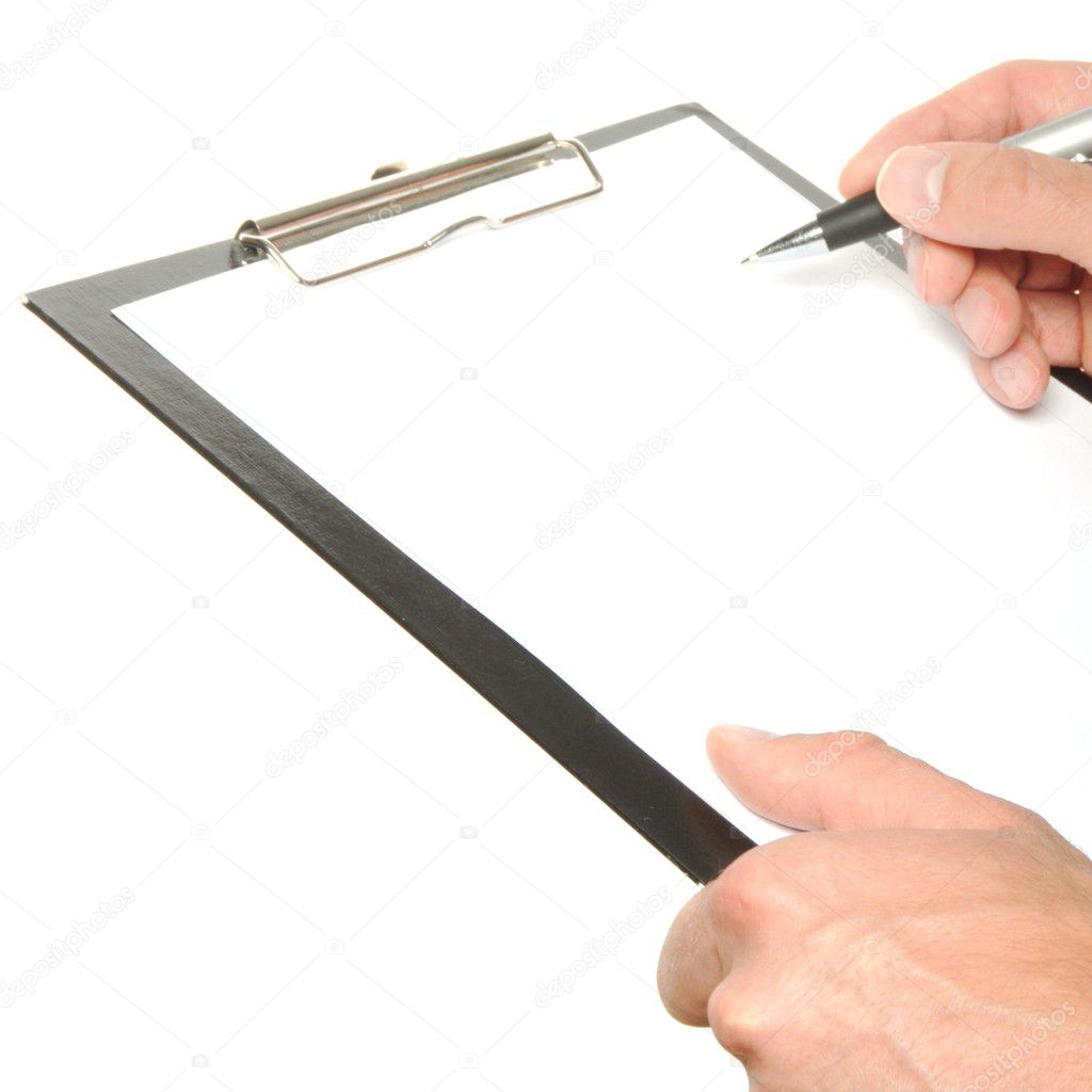 Writing a note on a clipboard