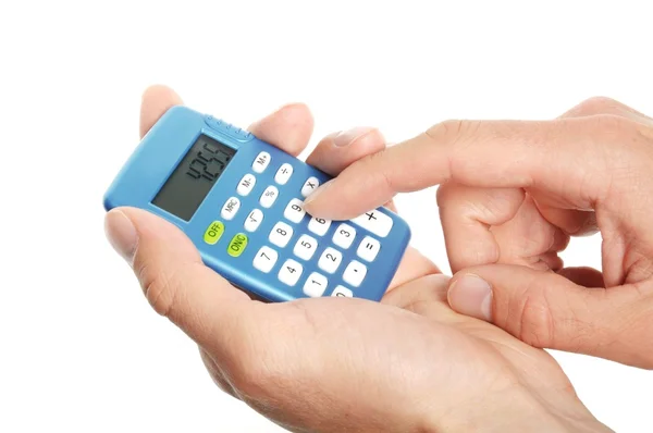 Main tenant une calculatrice — Photo