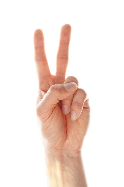 Znamení míru ruka bílé — Stock fotografie