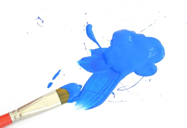 Colore blu e pennello — Foto Stock