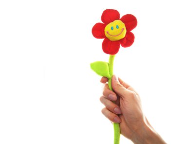 Hand holding a flower clipart