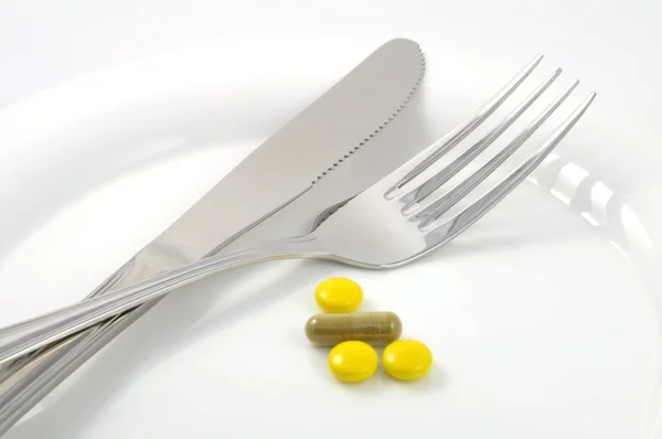 Eine Mahlzeit aus Tabletten — Stockfoto