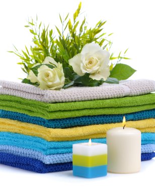 Spa towels with yellow lily clipart