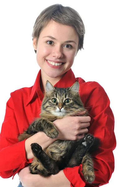 Chica con gato —  Fotos de Stock