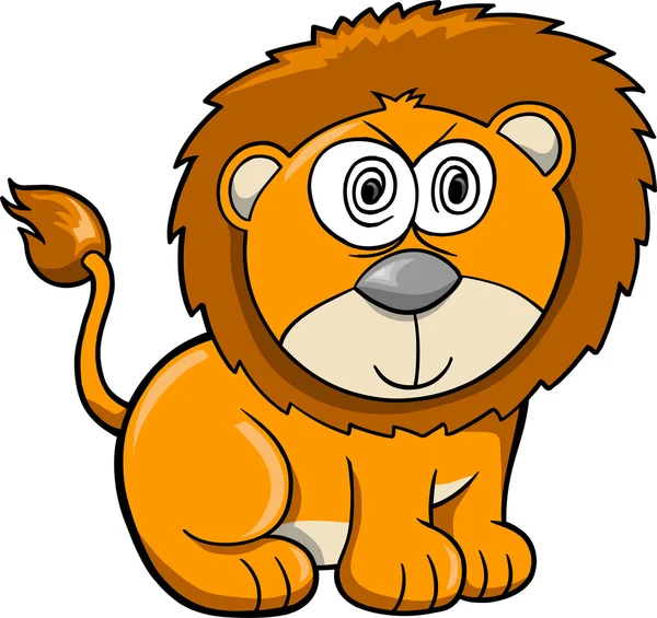 Şirin çılgın safari aslan illüstrasyon vektör — Stok Vektör