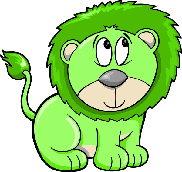 Χαριτωμένο ντροπαλός σαφάρι λιοντάρι διανυσματικά εικονογράφηση — Διανυσματικό Αρχείο