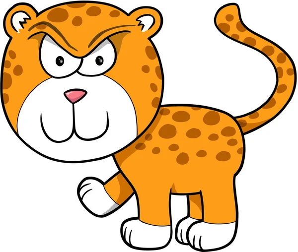 Τέχνης καρτούν εικονογράφηση φορέα σκληρή θυμωμένος λεοπάρδαλη — Διανυσματικό Αρχείο