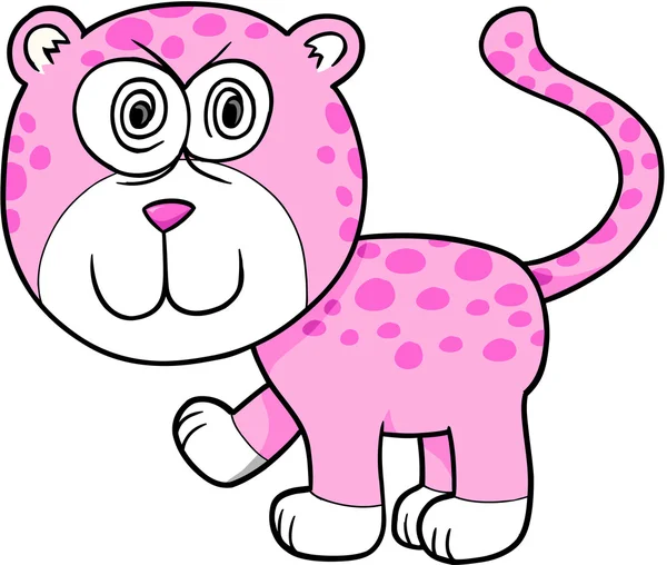 Illustration vectorielle folle de léopard dessin animé art — Image vectorielle