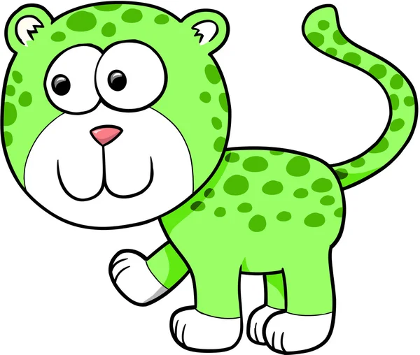 Carino leopardo vettoriale illustrazione cartone animato Art — Vettoriale Stock