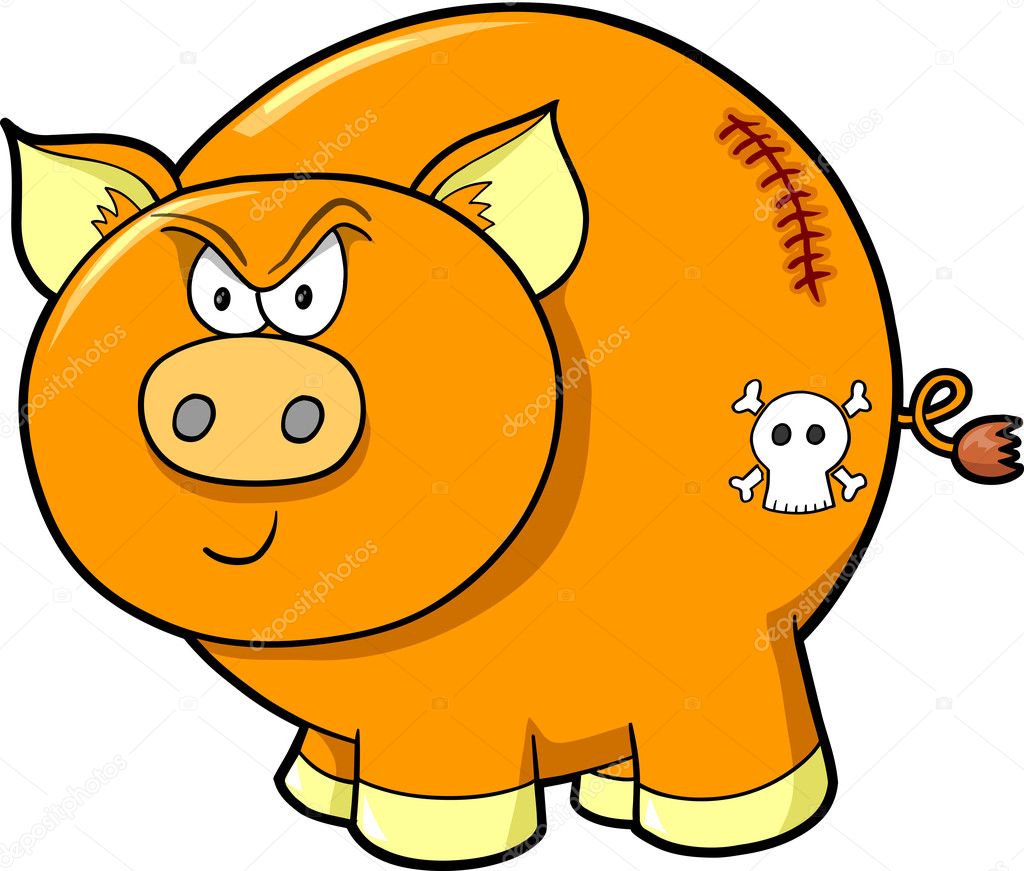 Tough Angry Farm Pig Vector Illustration Art