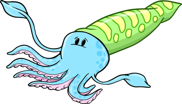 Cute Squid Animal Vector Illustration Art — Stock Vector
