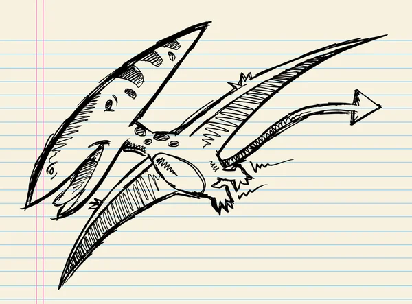 Skica doodle roztomilý dinosaurus — Stockový vektor