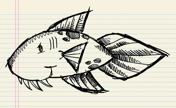 素描涂鸦鱼矢量 — 图库矢量图片