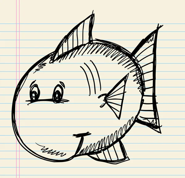 Esboço Doodle Fish Vector — Vetor de Stock