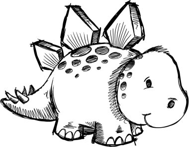 Stegosaurus dinozor kroki doodle